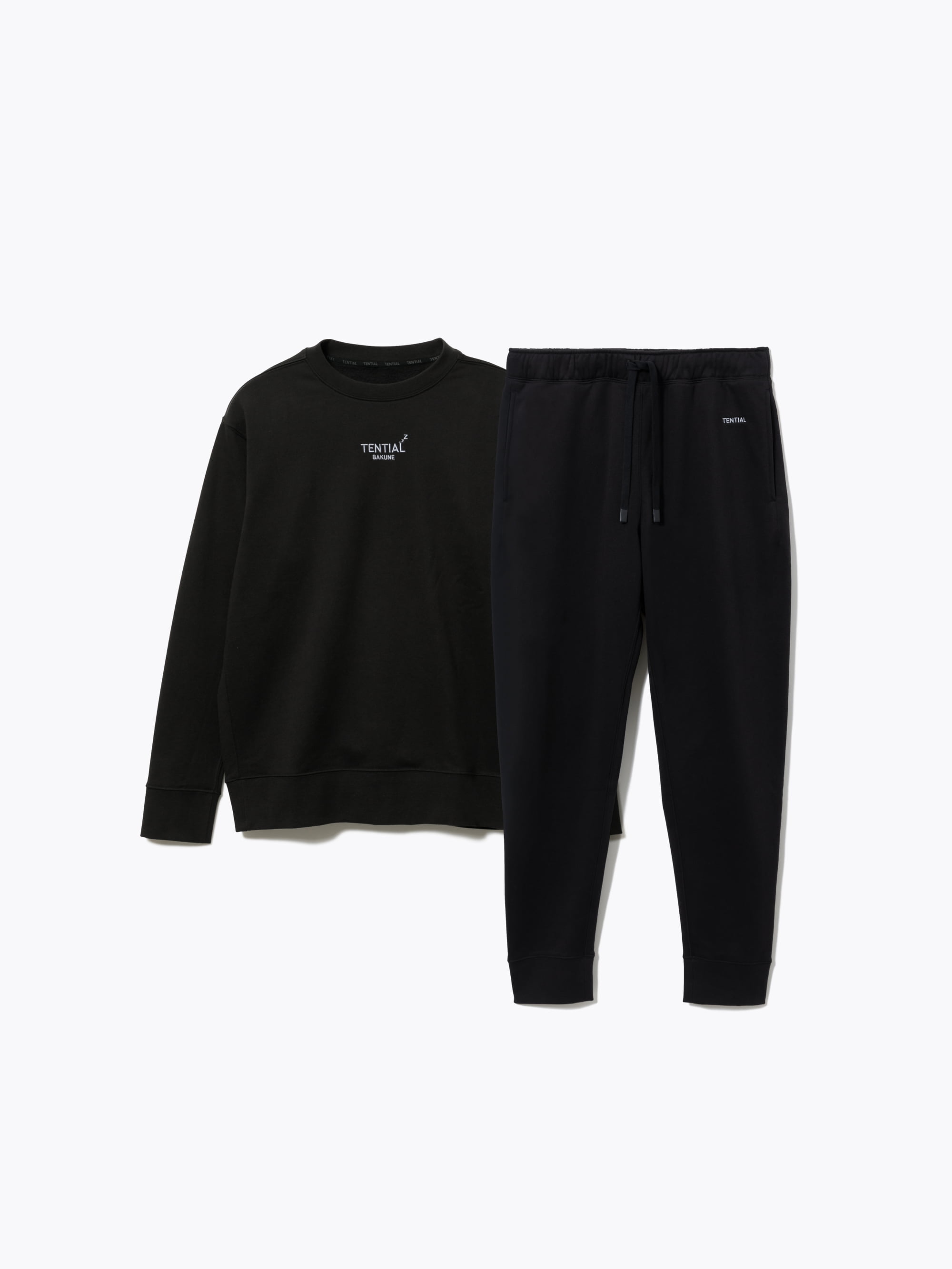 【試着のみ】 TENTIAL BAKUNE Warm モックネック S ブラック BAKUNE ウォーム / 上下セット（長袖モックネックシャツ・ロング