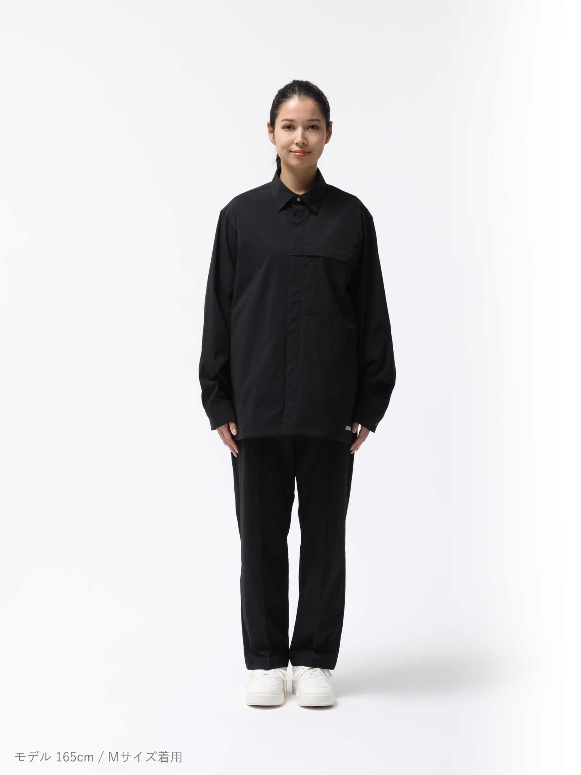 【美品】TENTIAL ノーカラージャケット ブラック M スウェット　父の日 TK7084EM008318_1_l.jpg