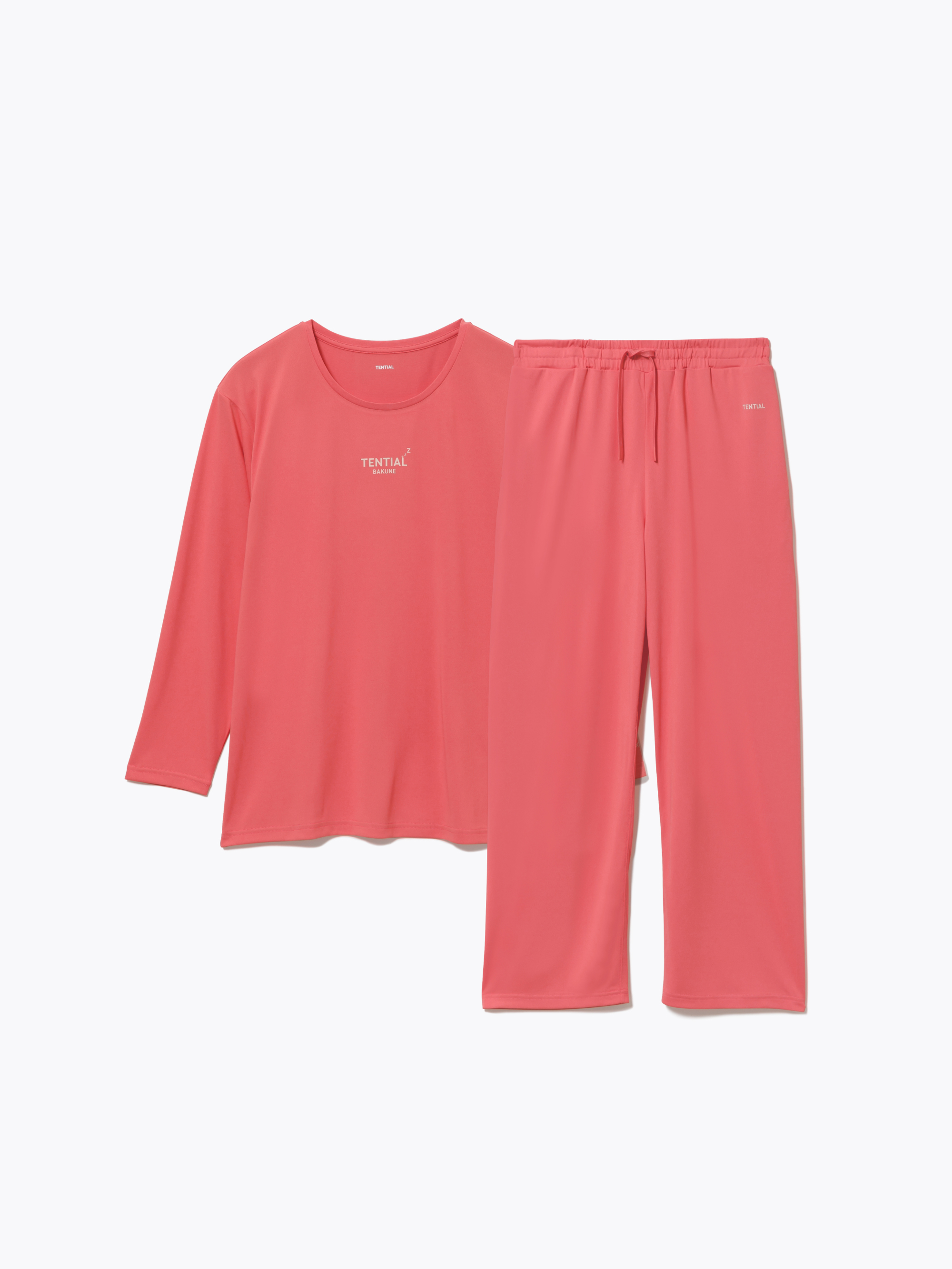 TENTAL　コーラル ピンク 長袖リカバリーウェアセット BAKUNE Dry Women's 上下セット（長袖Tシャツ・ロングパンツ）_25SS