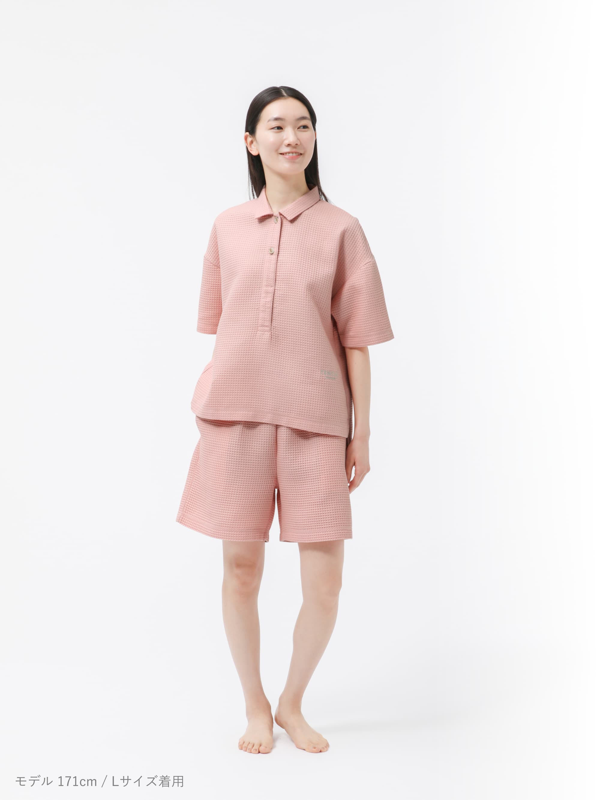 BAKUNE Waffle Women's 上下セット（半袖シャツ・ショートパンツ