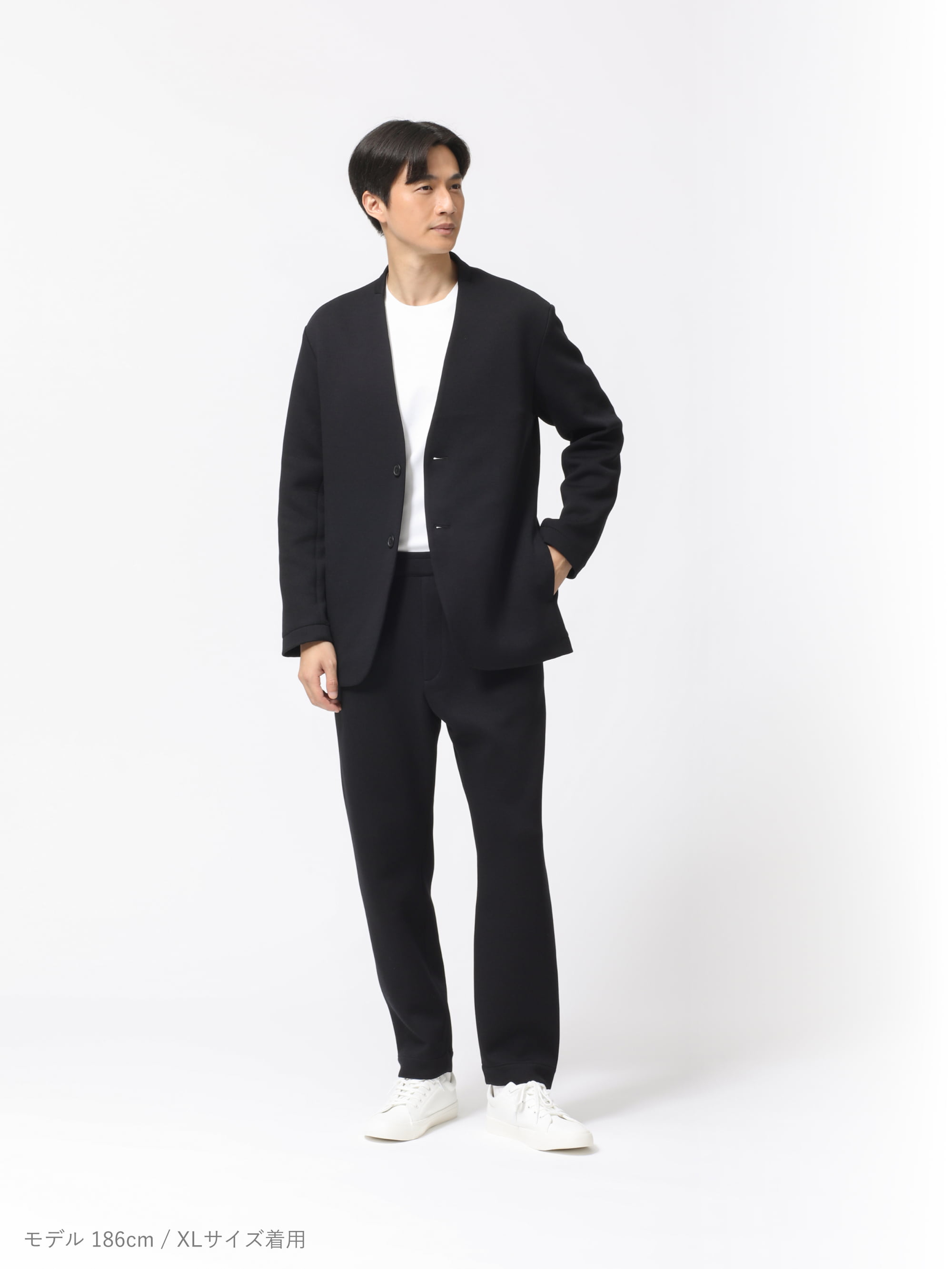 テンシャル　セットアップ Collarless Jacket ブラック　黒　M テンシャル セットアップ Collarless Jacket ブラック 黒 M