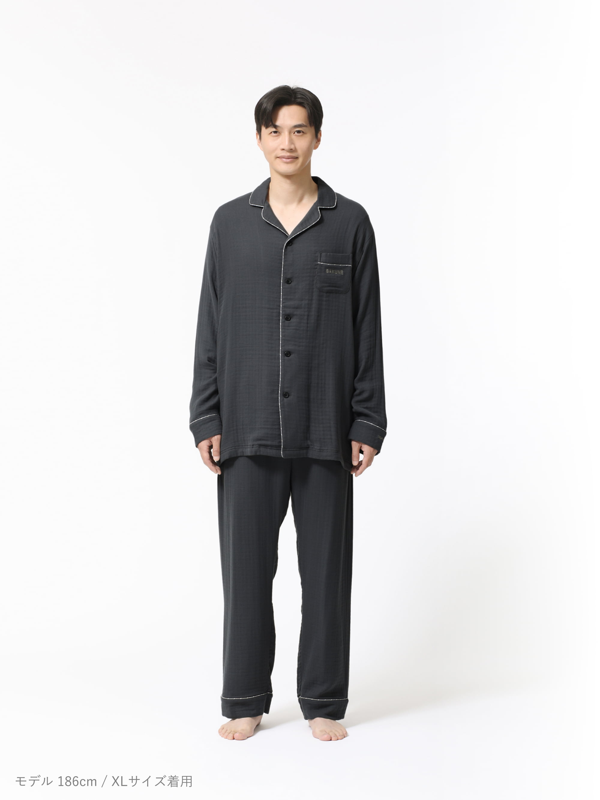 BAKUNE パジャマ ガーゼ / 長袖バンドカラーシャツ_25FW | TENTIAL