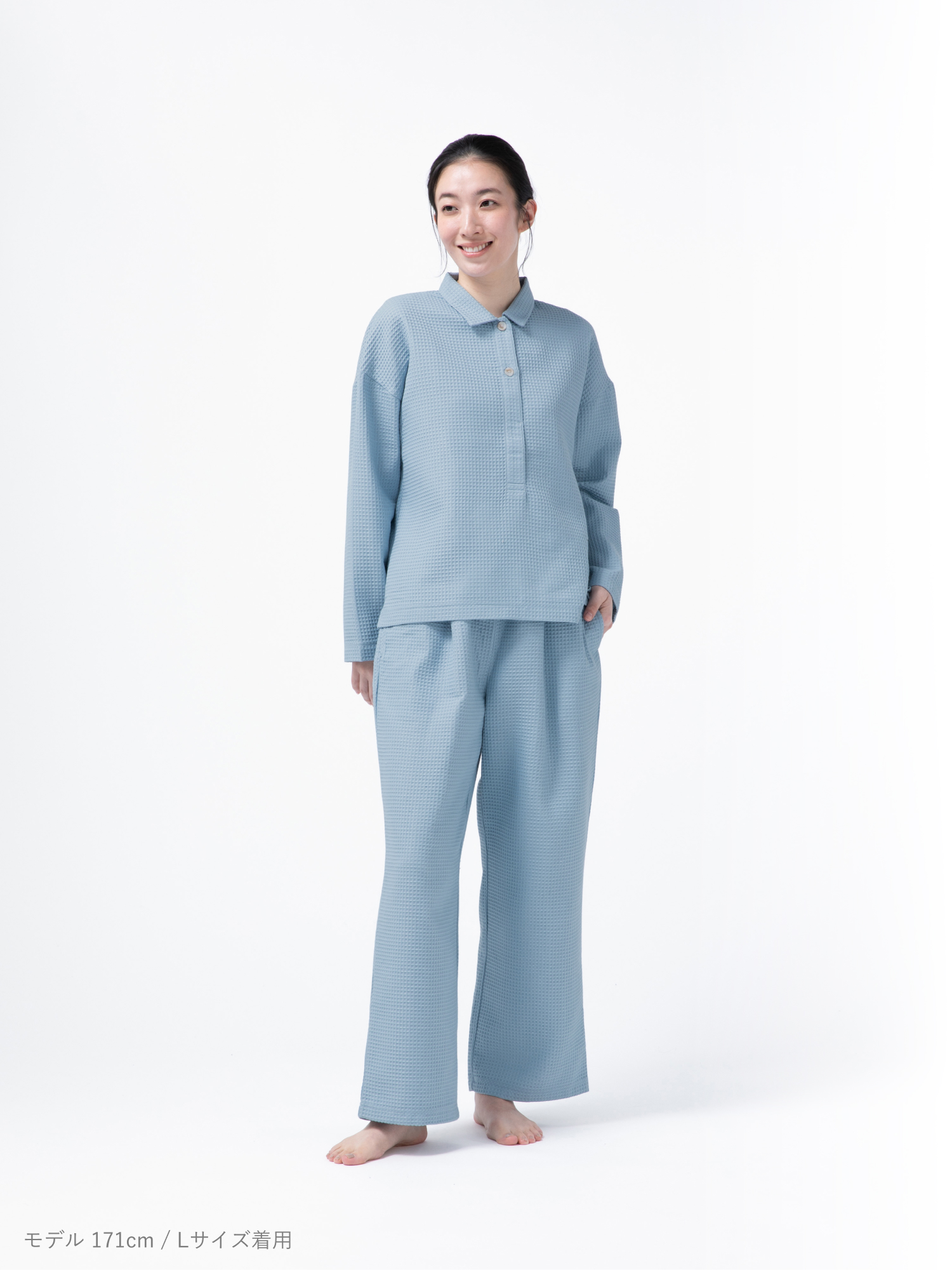 BAKUNE Waffle Women's 上下セット（長袖シャツ・ロングパンツ）_25SS