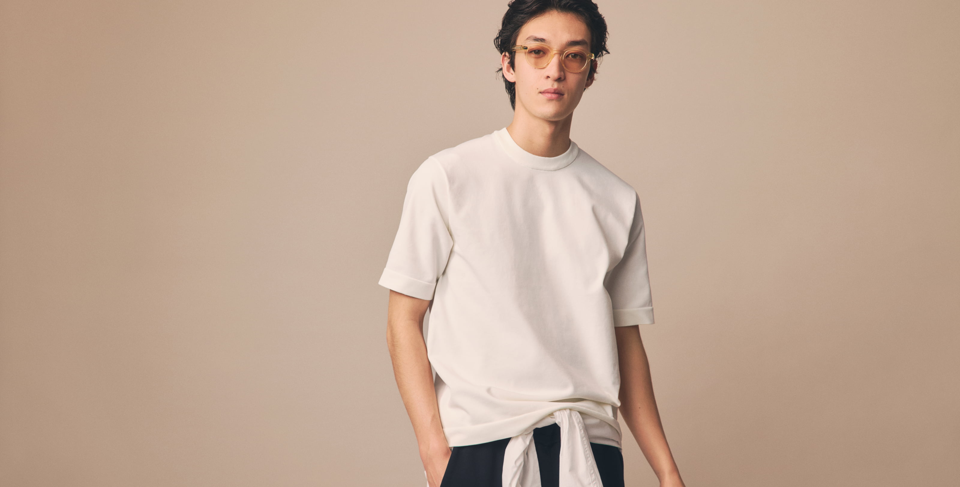 ライトニット】半袖Tシャツ メンズ_上下セット(ロングパンツ