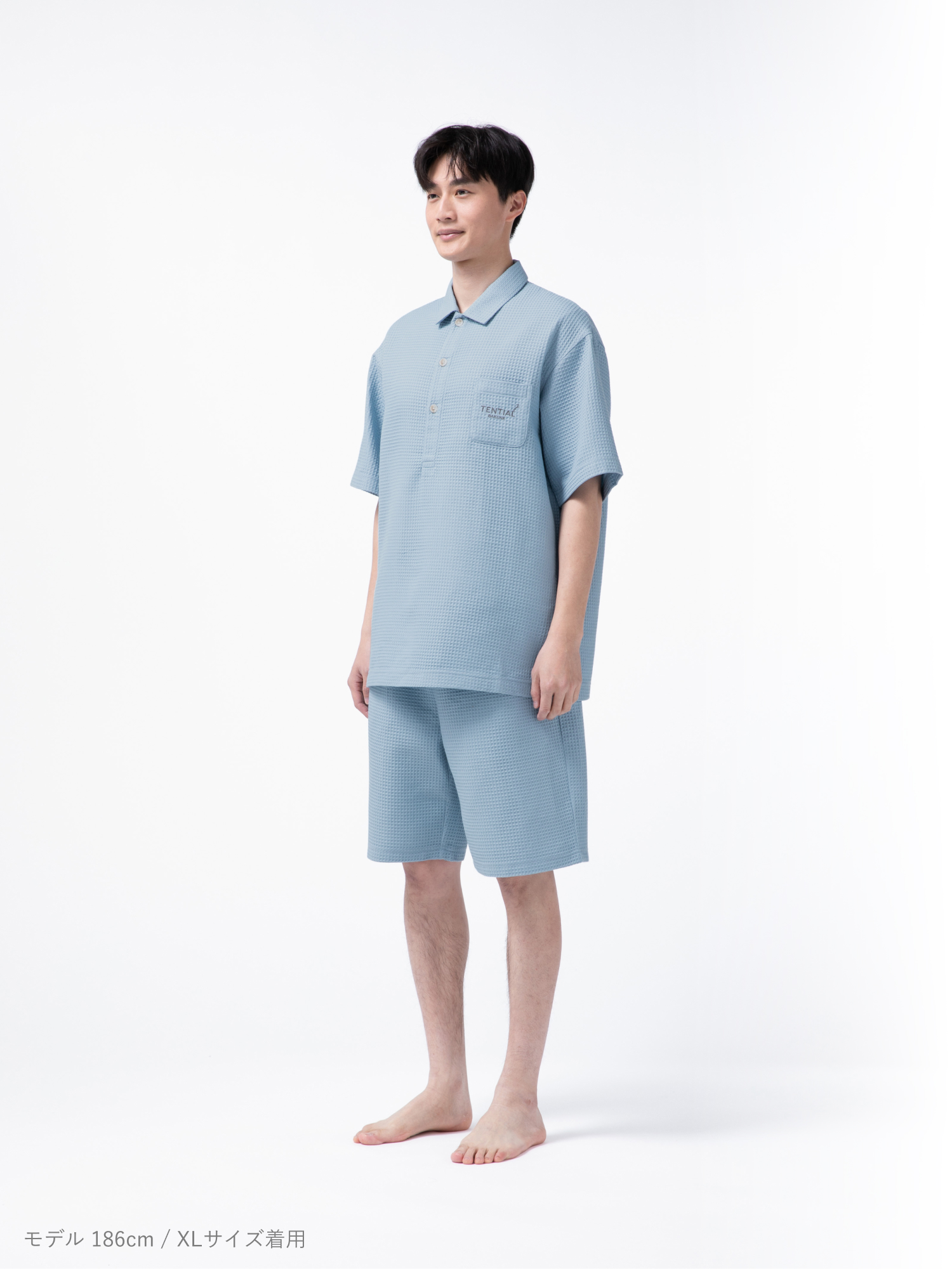 BAKUNE Waffle Men's 上下セット（半袖シャツ・ショートパンツ