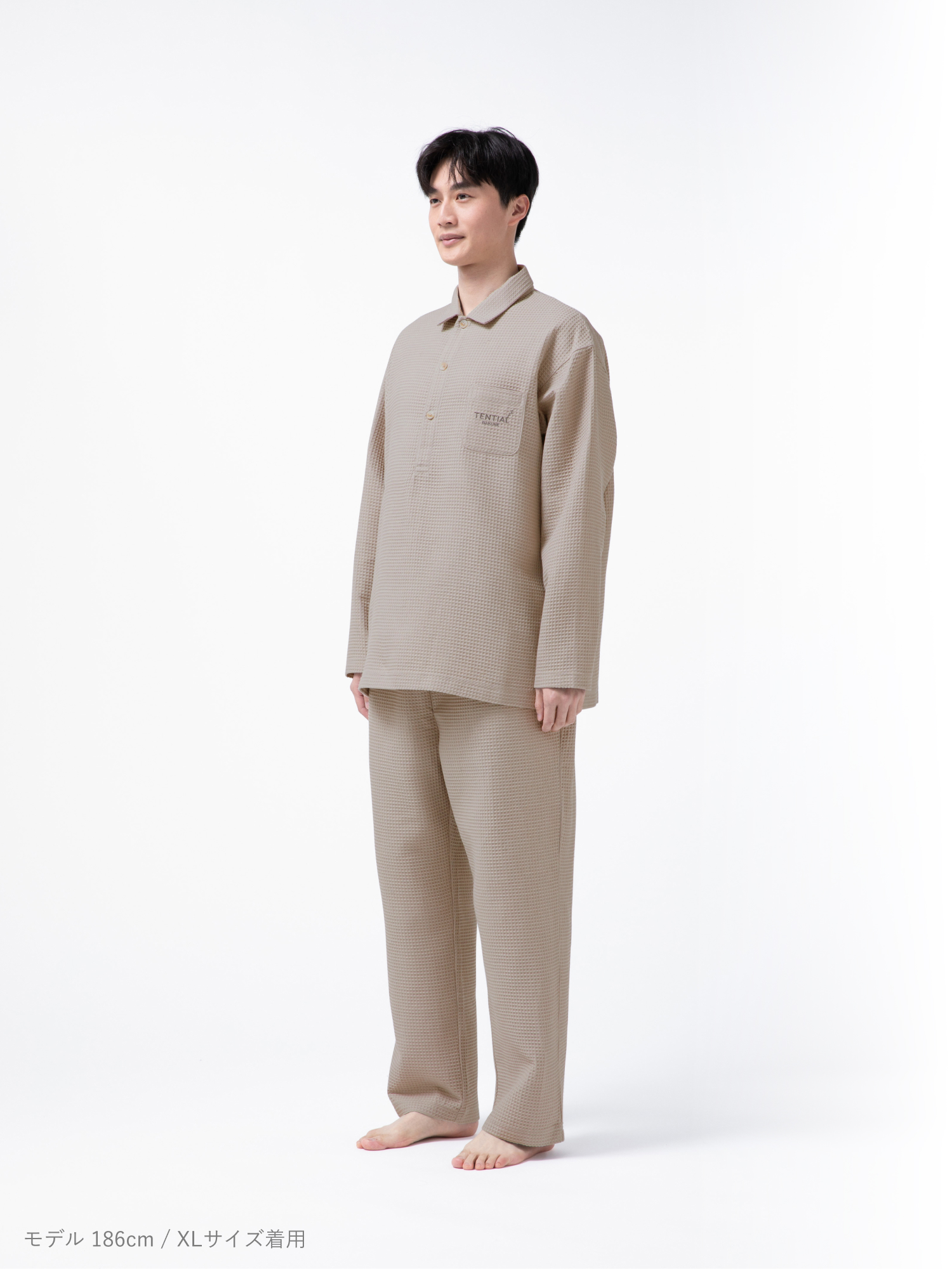 BAKUNE Waffle Men's 上下セット（長袖シャツ・ロングパンツ