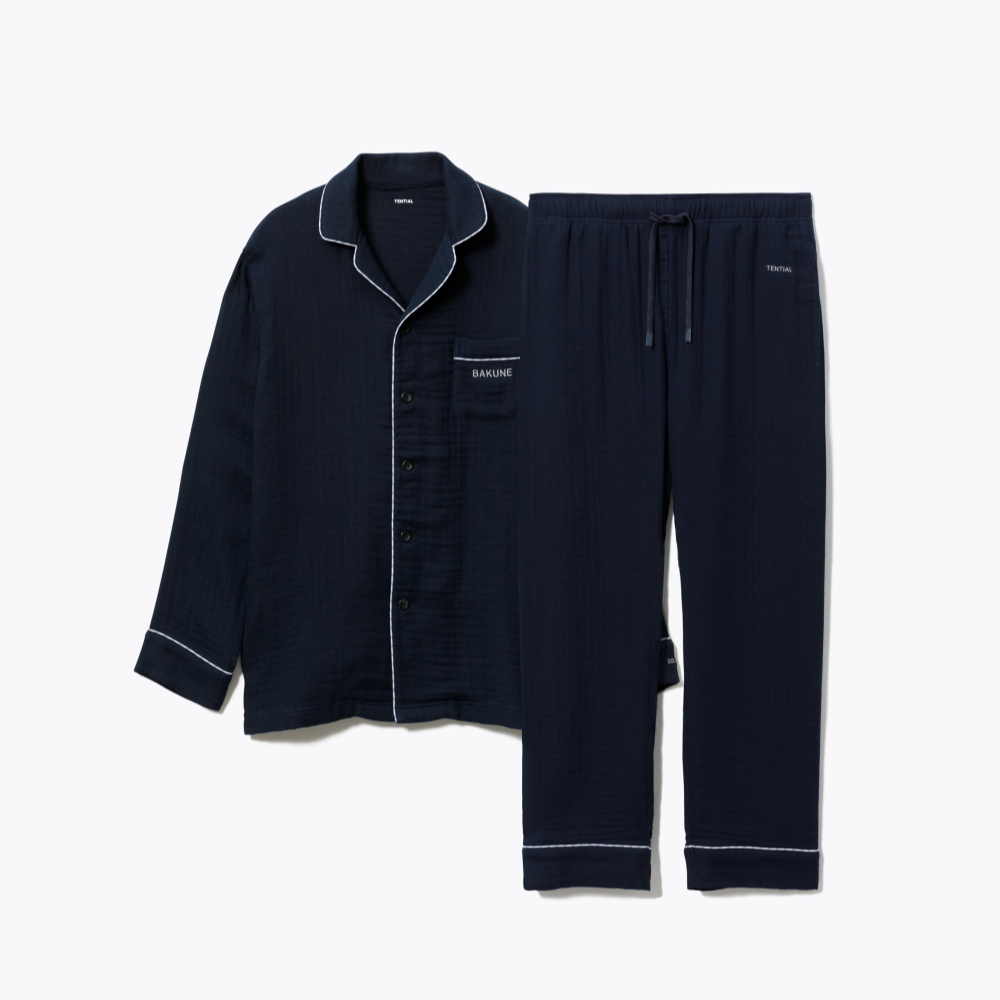BAKUNE パジャマ サテン / 上下セット（長袖シャツ・ロングパンツ